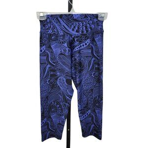 Liquido Blue Print  Stretch Crop Leggings